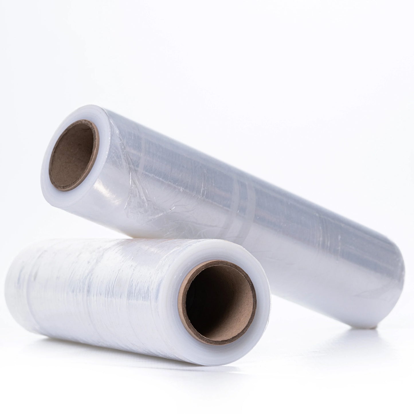 Two clear stretch film rolls for packaging shipping, MEGA USA bulk supply