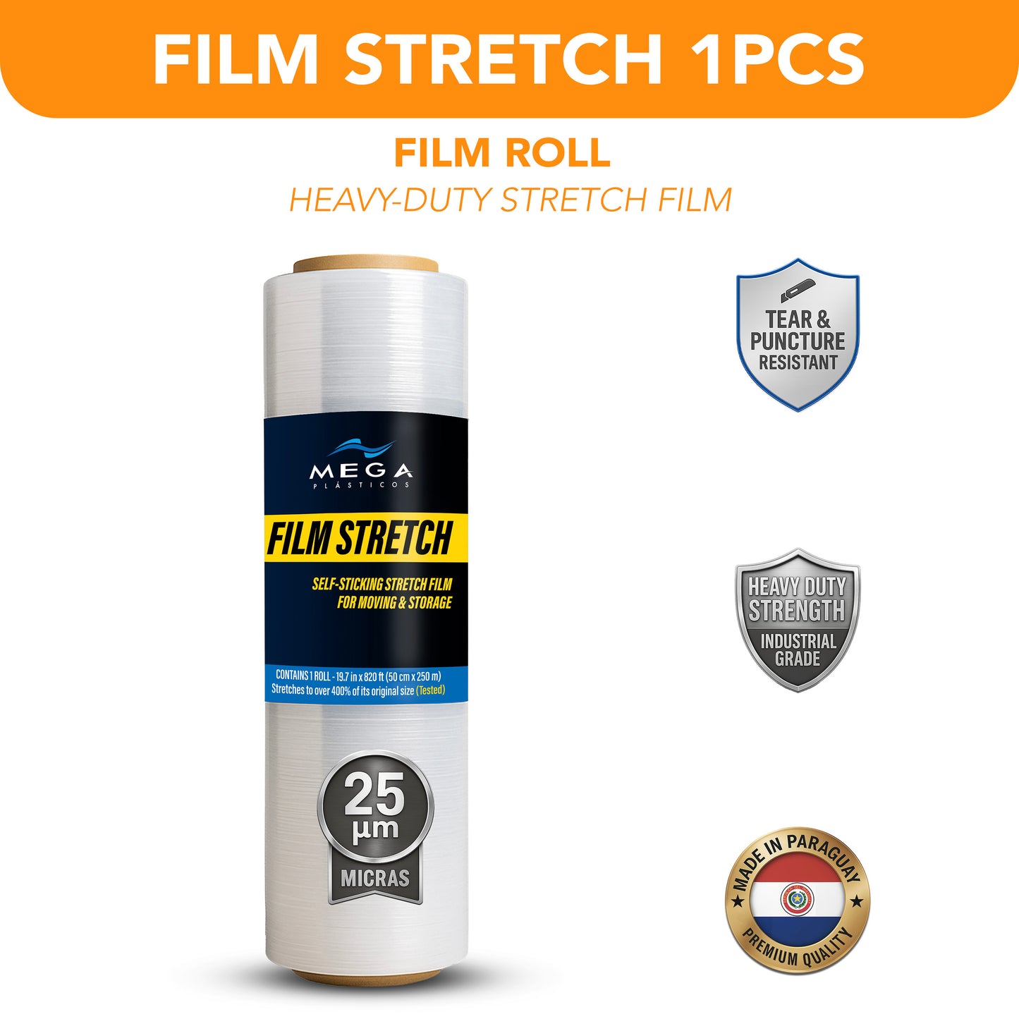 Film Stretch Heavy-Duty – 19.7 in × 820 ft Roll