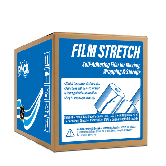 Mini Stretch Film with Handle – 4 in × 492 ft - MASTER BOX 12PCS